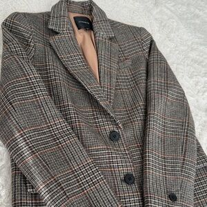 Dynamite Gray and Brown Plaid Blazer